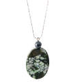 Natural Gemstone Agate Necklace with Silver Chain