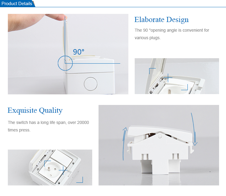 SAIPWELL/SAIP French Style IP55 Electrical Wall Mounting Waterproof Switch Socket(SP-FRS)