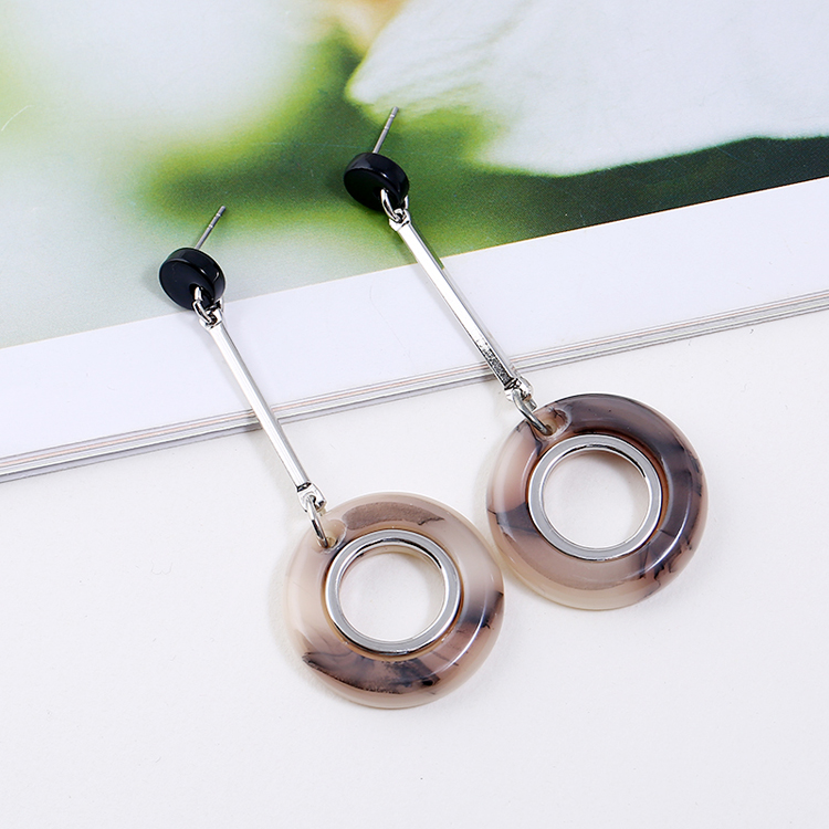 Fashion wholesale cheap long acrylic round shape dangle pendant earrings