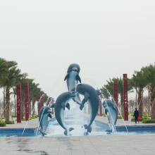 large outdoor sculptures metal craft life size bronze dolphin fountain