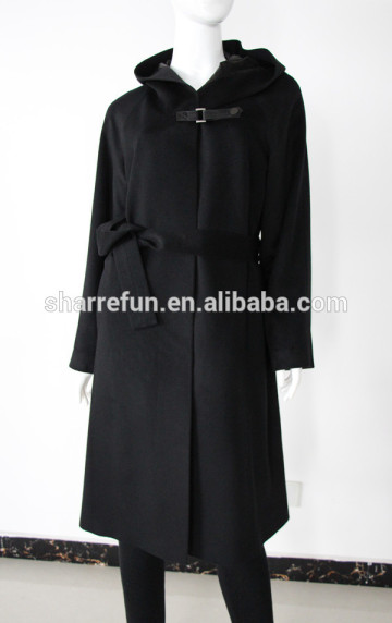 ladies cashmere coat, black cashmere coat, 100% pure cashmere coat SFC-540