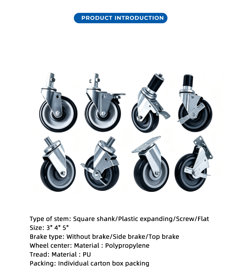 العجلات التجارية المصنوعة من الفولاذ المقاوم للصدأ X Commercial Stainless Steel Caster Wheels X