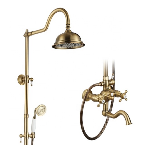 Duschuppsättning vintage klassiskt guld badrum duschkran