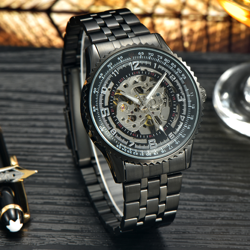 odm bands winner skeleton mechanical movement watch