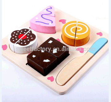 Cutting cake desserts wooden toy set for education,Funny DIY kitchen toys,Cutting desserts wooden toys