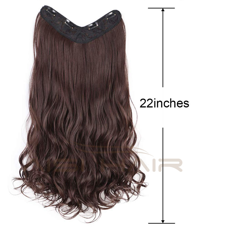 Aisi Hair 4 Clips Long Wavy Synthetic Hair Extensions Clips in High Temperature Fiber Brown Hairpiece for Women