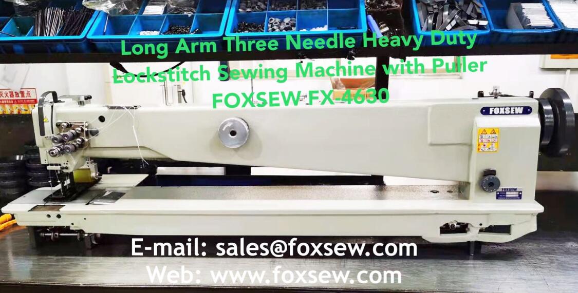 Long Arm Three Needle Compound Feed Heavy Duty Sewing Machine with Puller FOXSEW FX-4630 -1