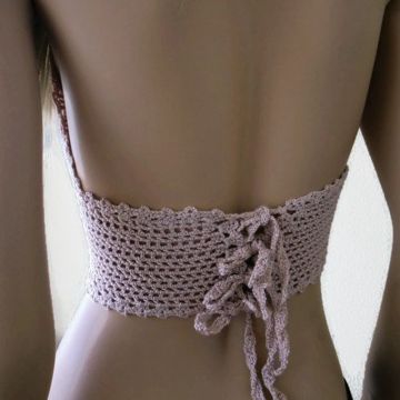 सेक्सी लड़कियों ग्रीष्मकालीन Crochet लगाम शीर्ष