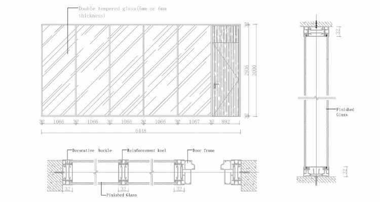 Blue Glass Wall Partition for Morden Office