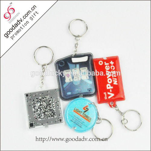 Promotion brand plastic mini led flashlight key ring reflective PVC LED keychains