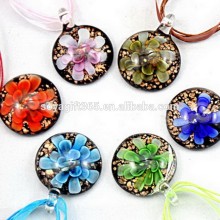 3D Flower Lampwork Glass Round Pendant For Necklace Diy
