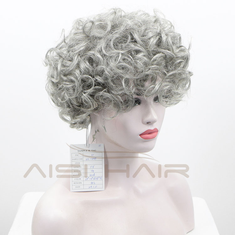 Aisi Hair Wholesale Wigs Grey Weaving Deep Curly Fluffy African 100% Human Hair Wig In Dubai