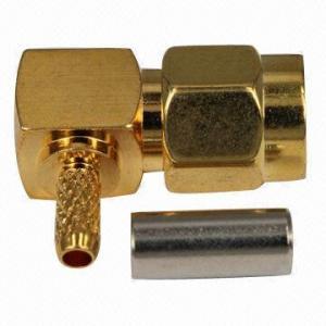 Right angle SMA male connector for cable assembly