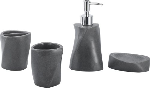Set di accessori da bagno in poliresina 4 pezzi nero