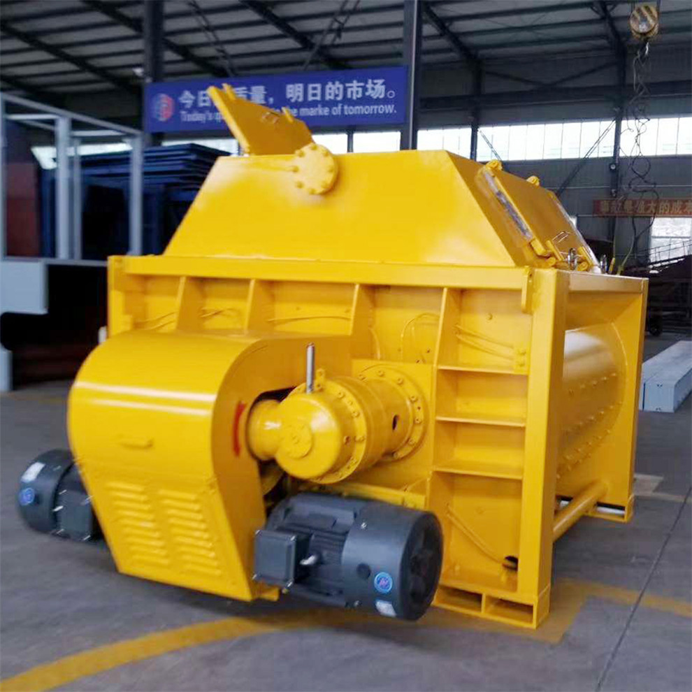 Portable dual horizontal shaft concrete mixer