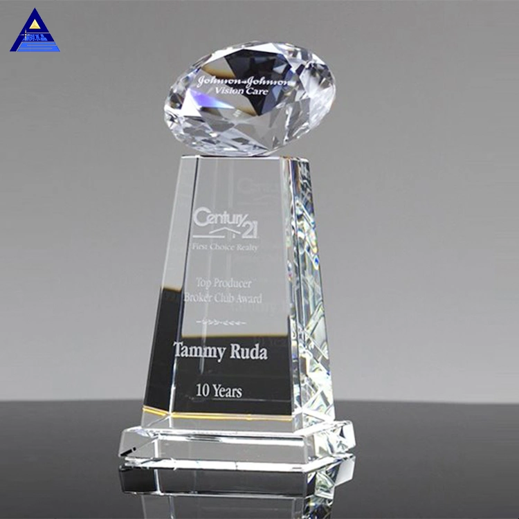 Block Black for Clear Crystal Plaques Awards Crushed Personalized Diamond Crystal Trophy