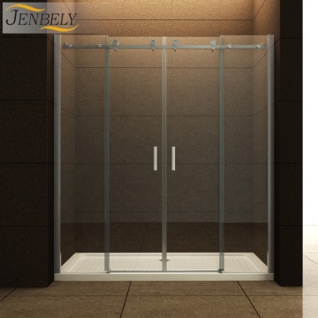 8mm Black/Silver Double Roller Sliding Shower Door BL-045D