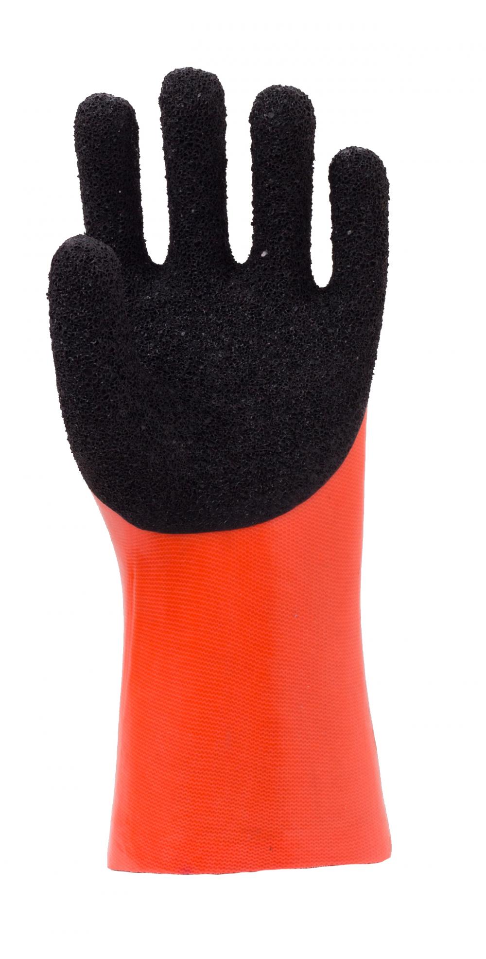 Fluorescent Orange PVC Glove.Black Foam Finish