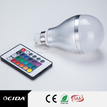 E27 rgb led bulb 5w with remote CE ROHS