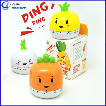 Cartoon Plastic Vegetable Timer Mechanical kitchen Timer 60 Minutes Countdown Timer