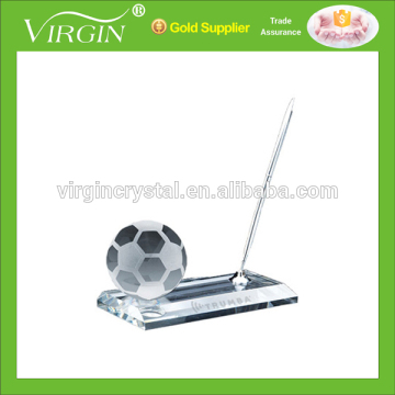 Crystal Pen Holder With Crystal Soccer Bal For Business Crystal Office Sets