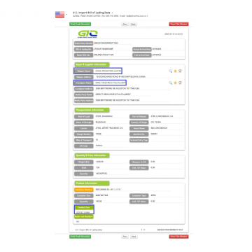 EE.UU. Importación de datos B / L para llavero LED