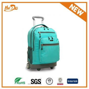 green wheeled school backpack for student