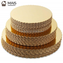 Disposable 8 Inch Round Gold Cake Circle Board Base - MaisBakery Coated Corrugated Cake Tray