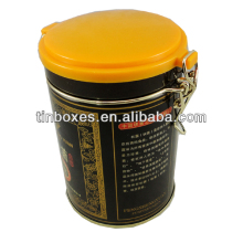 round coffee tin box