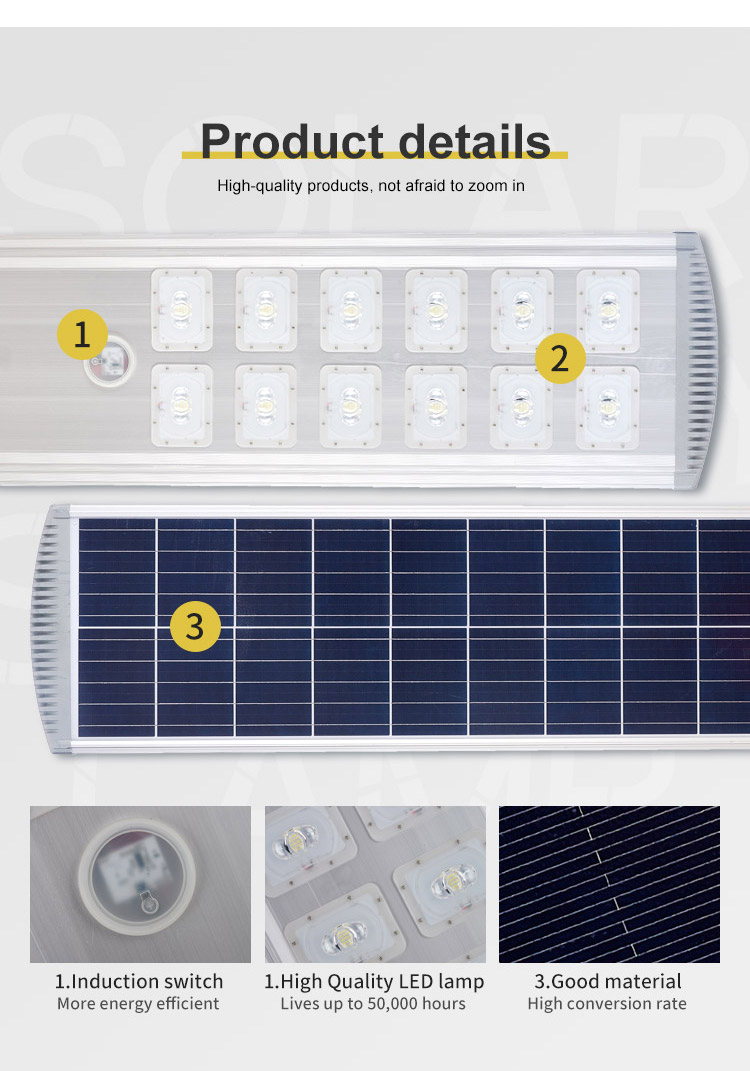 High efficiency energy saving 120lm/w 6500K waterproof ip67 1200W led solar street light road lighting