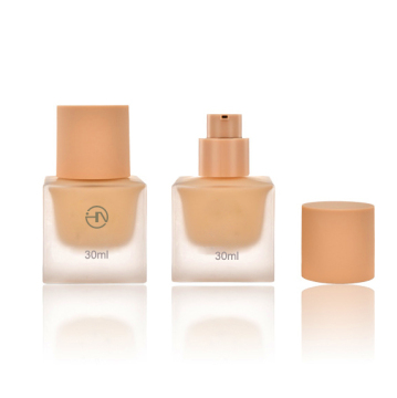 Frosted Glass Foundation Square Empty Bottle