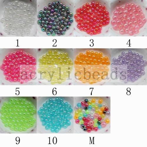 DIY Jewelry clear round beads AB plating acrylic loose beads