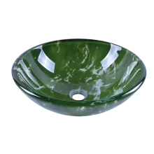 Double Layer Green Glass Wash Basin Cobblestone