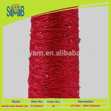 Oeko-Tex textiles supplier wholesale beads yarn private label smooth fantasia hand knitting yarn with beads