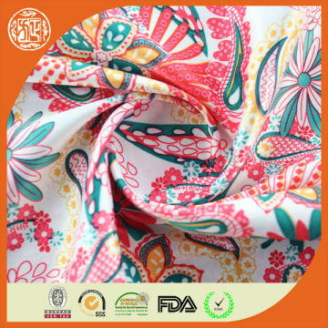 Printed satin dress shirt fabric