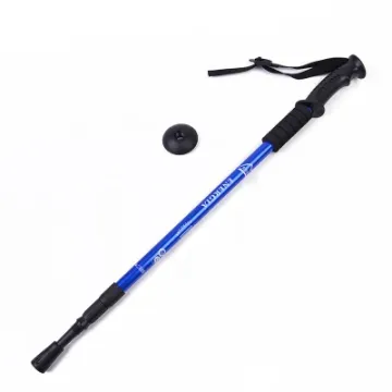 Aluminum Telescopic Mountain Trekking Pole Straight Handle Walking Hiking Cane