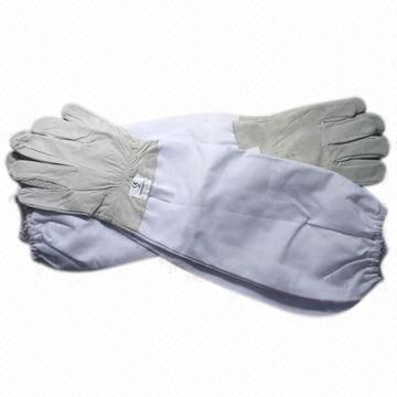 Beekeeping Gloves, Made of White Sheepskin + Polyester Cotton Canvas or White Cloth