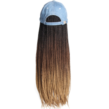 Synthetic braided hair human hair hat with wig  for women