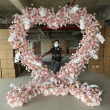 Red Heart Shape Wedding Arch with Flowers: Artificial White Decor Proposal