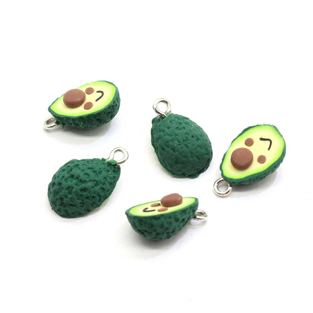 Kawaii Avocado Craft 3D بوليمر كلاي زخرفة لصنع القرط مفتاح سلسلة الإكسسوار