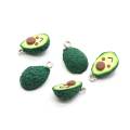 Adorno de arcilla polimérica 3D Kawaii Avocado Craft para accesorio de llavero para hacer pendientes