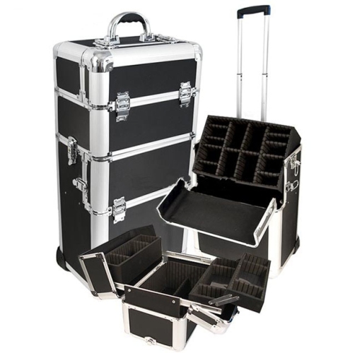 ABS trolley makeup case,case trolley aluminum,roller trolley case with EVA inner