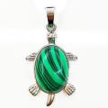 Silver Natural Gemstone Tortoise Charms Pendant for women men jewelry necklace