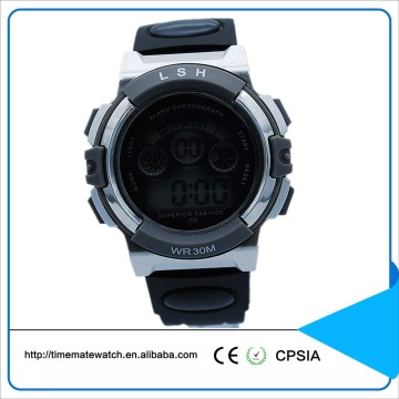 Multi-functional waterproof silver digital sports watch