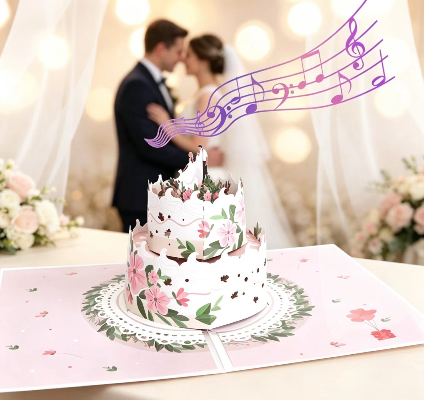 3D wyskakujące kartki z życzeniami na tort weselny 3d pop up wedding cake greeting cards