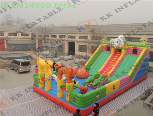 Jungle animal new inflatables park spacewalk slids for commercial rentals