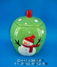 Hand-Painted Ceramic Snowman Candy Jar