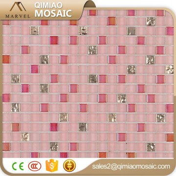 Mini Square Frosted And Mirror Pink Surface Low Price Mosaic Tile Sheets