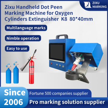 Handheld Small Diameter Acetylene Gas Cylinder Dot Peen Marking Machine 80x40mm K8