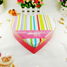 Unique design packing wedding gift candy metal heart shape tin box OEM